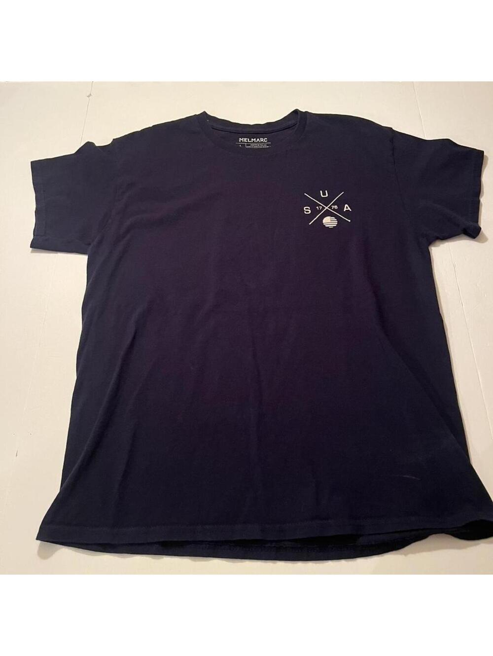 Melmarc USA 1776 Graphic T Shirt, Navy Blue Patriotic, Sized Large